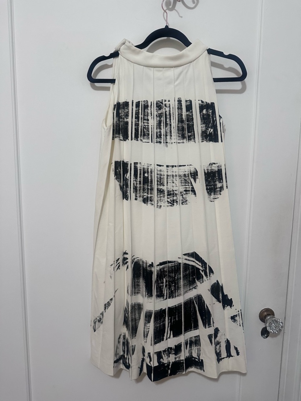 Maison Margiela NWT ivory/ paint print pleated sleeveless midi dress-40 (US 6) - Picture 6 of 16